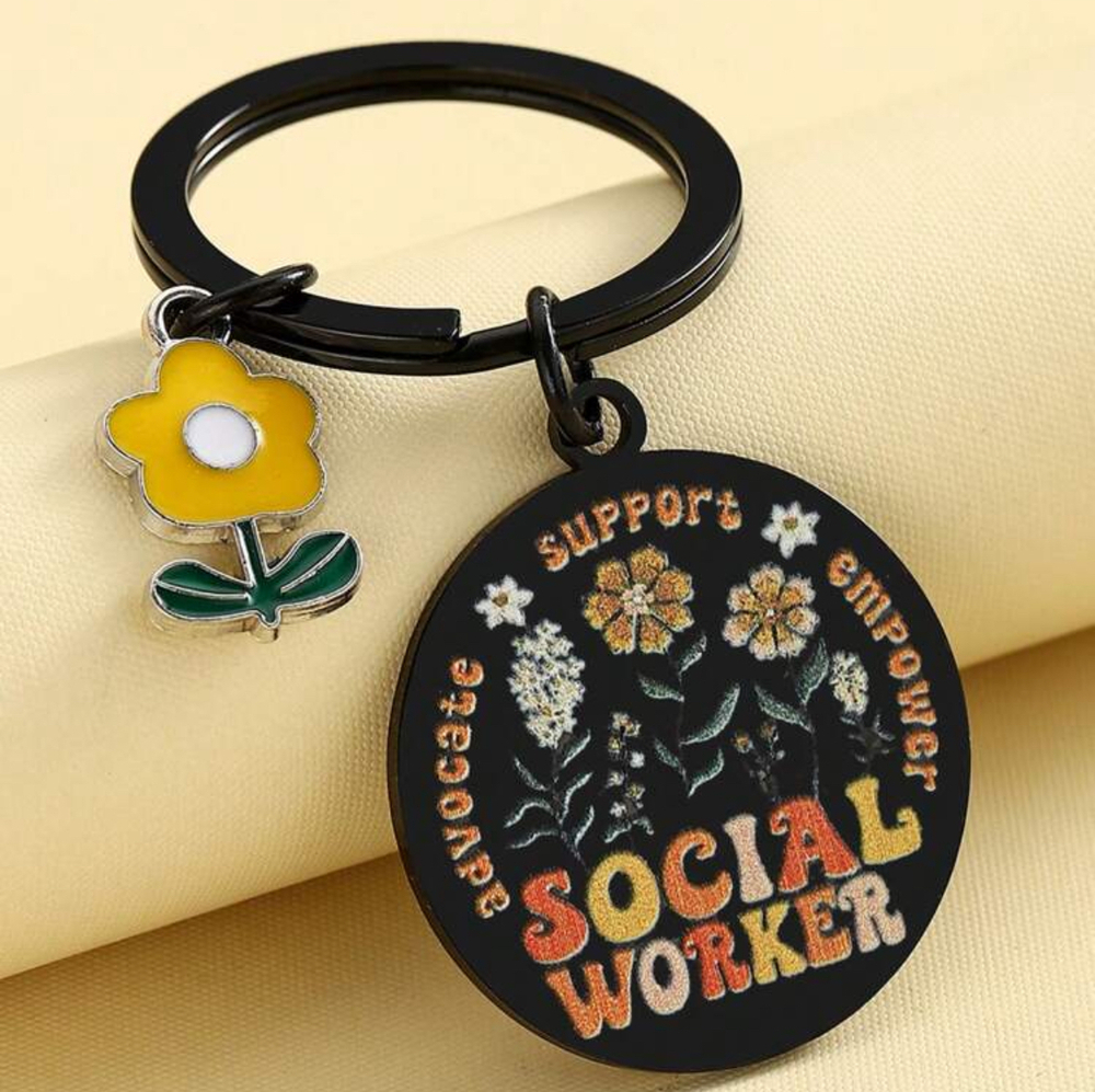 3/$25 Advocate Support Empower Social Worker Stainless Steel Keychain NEW